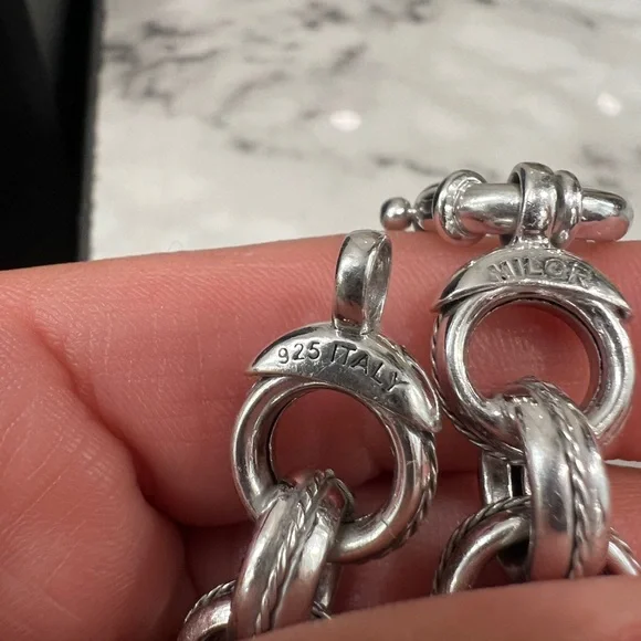 8” Miler Italy Epiphany Platinum Sterling Silver 925 Rope Texture Chain Link - Picture 2 of 11